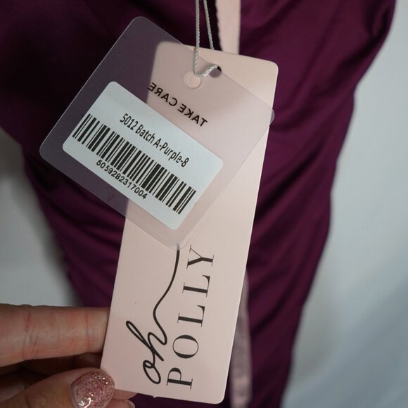 NEW Oh Polly Forever and Always Asymmetric Ruched Midi Dress - Purple - Picture 7 of 10